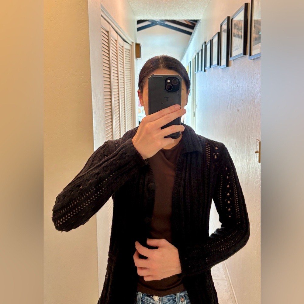 Black Ribbed Fitted Button Down Shirt